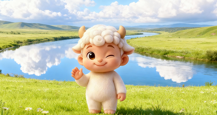 籁小咩在呼伦贝尔草原上向你招手